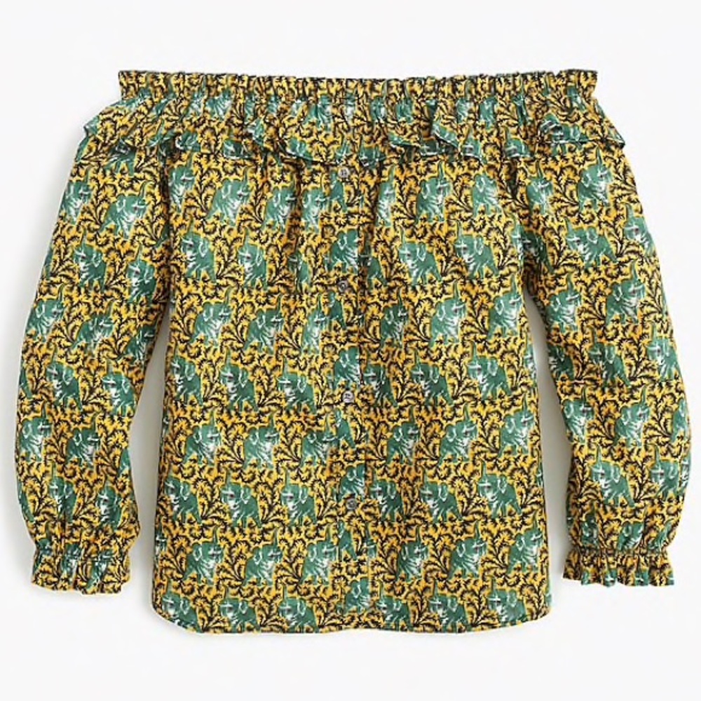 J. Crew off the shoulder elephant shirt 🐘 NWT